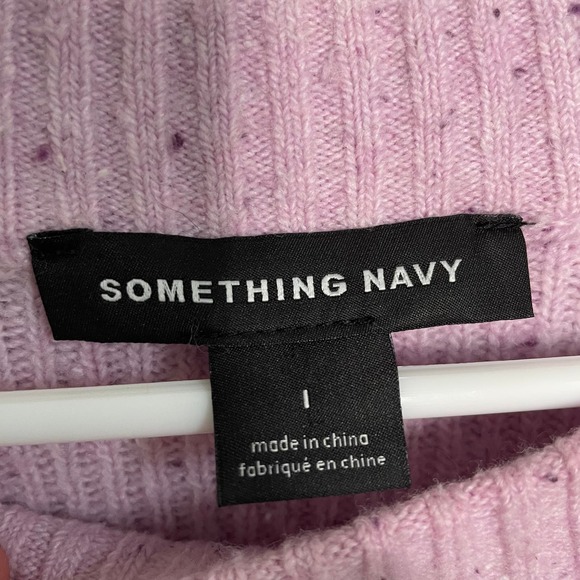 Something Navy Flecked Crewneck Sweater Pink Large - Picture 6 of 10